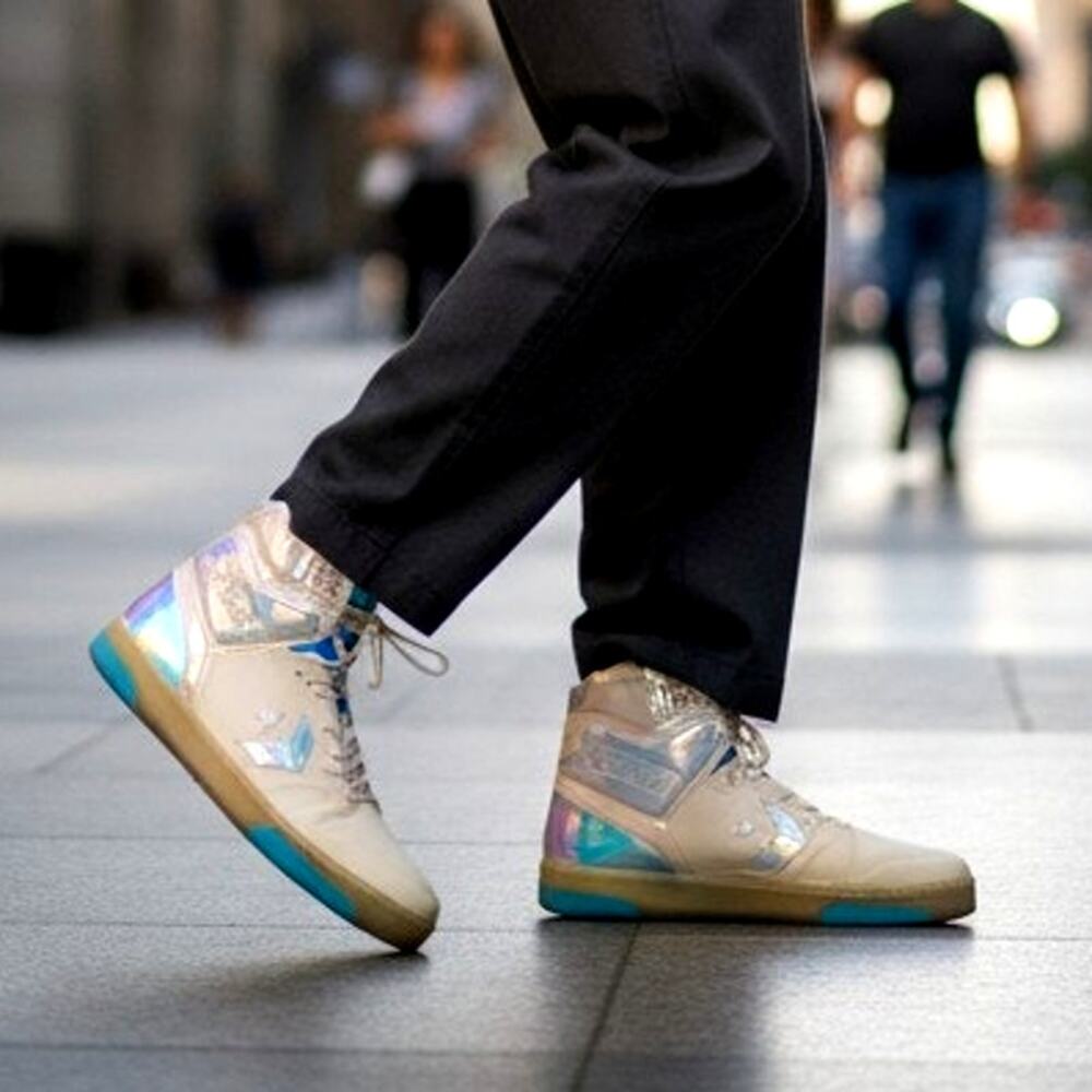 CONVERSE ERX Impress Men's High-Top White & Blue Iridescents Sneakers - Size 17